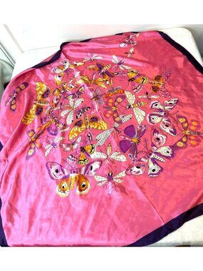 Stunning Moth Butterfly Print Scarf/Wrap 36 X 36 Insects Bugs Pink Silky Nature